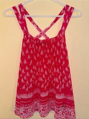 Express Pink Floral Crisscross Strap Tank